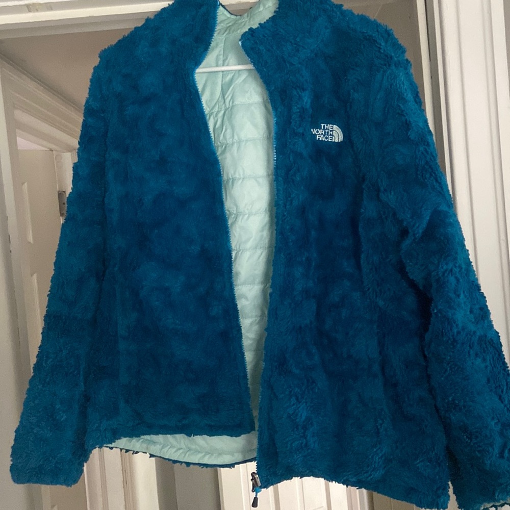 reversible puffer north face winter jacket